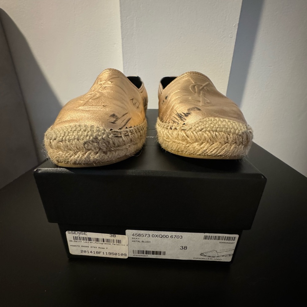 Saint Laurent Logo Metallic espadrilles - Color Rose Metal Blush - Picture 8 of 9